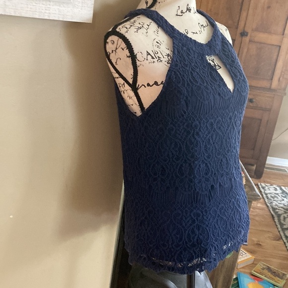 Pinky size large navy blue women’s sleeveless tank top lace - Picture 4 of 9